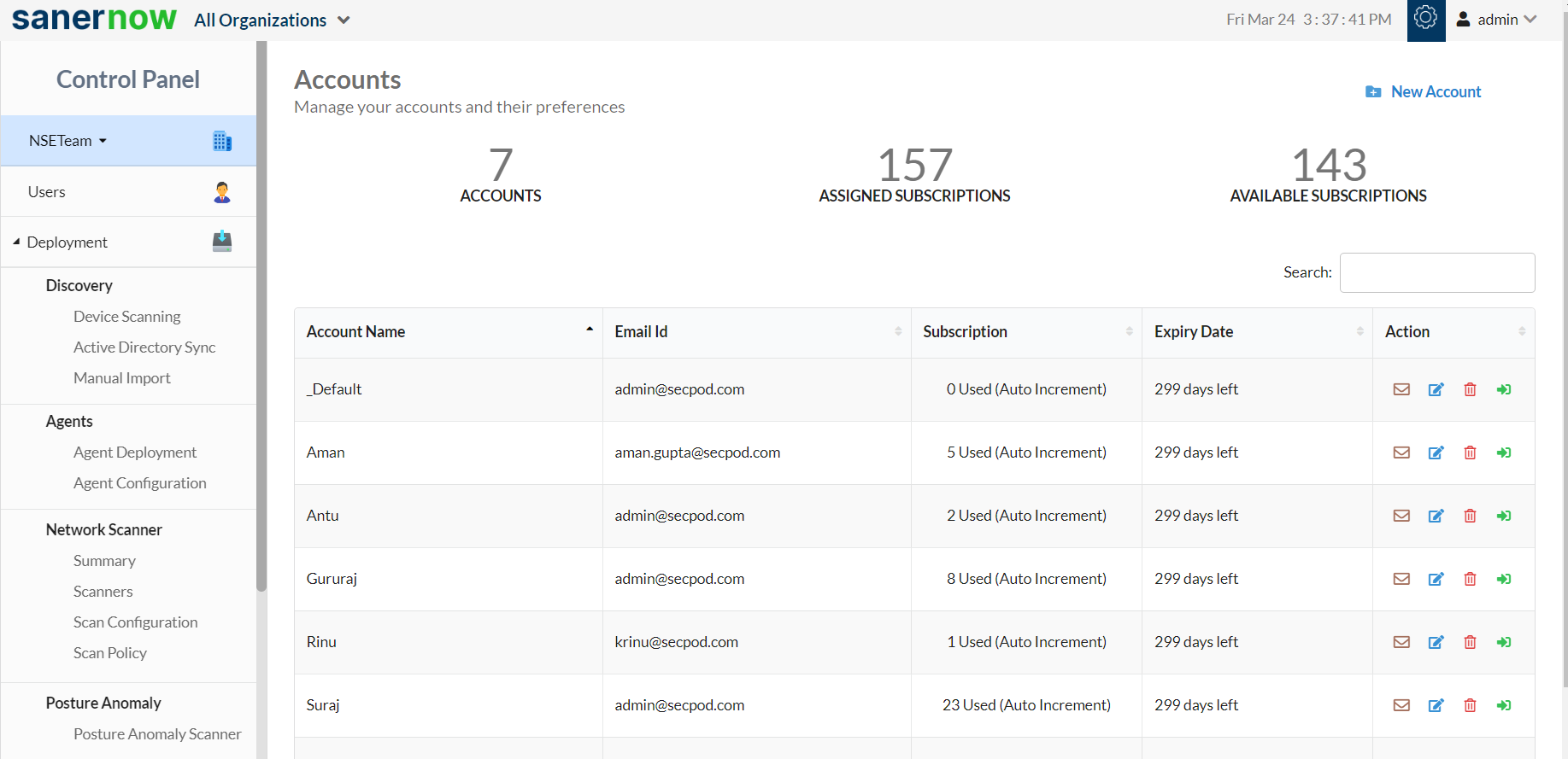 How to designate saner agent to perform network scan? SecPod